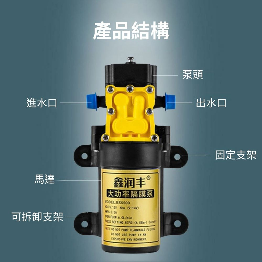 Electric sprayer motor pump / 12V-6L/min high-pressure water pump, , large
