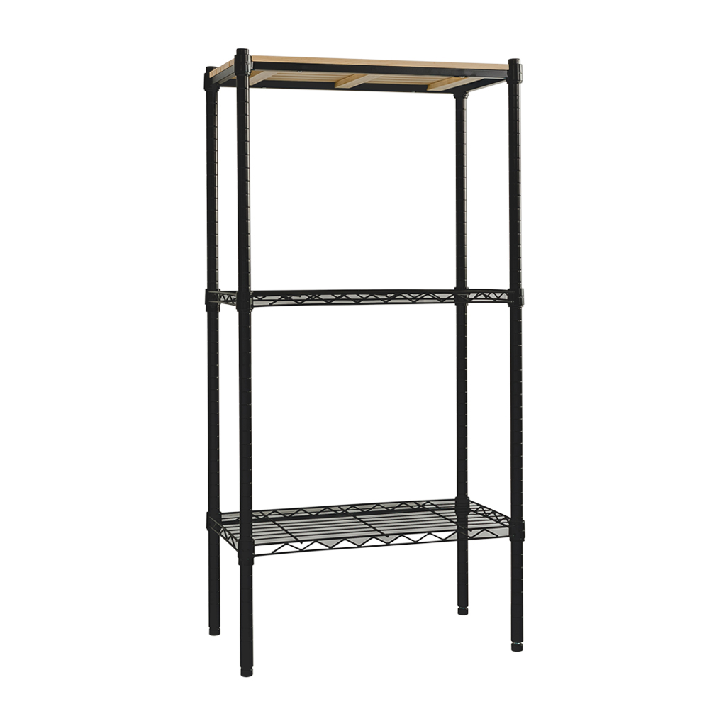 【Y HOUSE】60x30x120cm pine wood three-layer storage rack rack iron rack - black paint