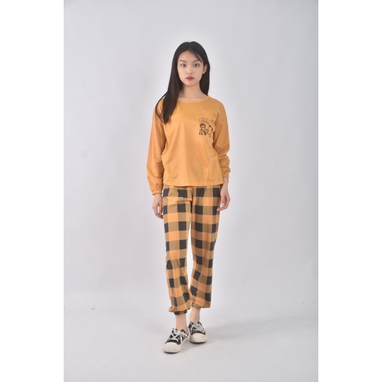 (S) leisure wear格紋黃色套裝二手衣, , large