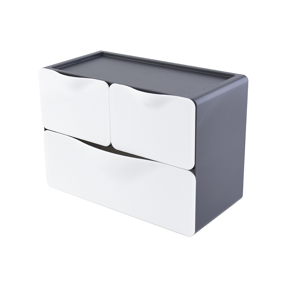【O-Life】Stackable Desktop Drawer Cabinet-3 Drawers Gray, , large