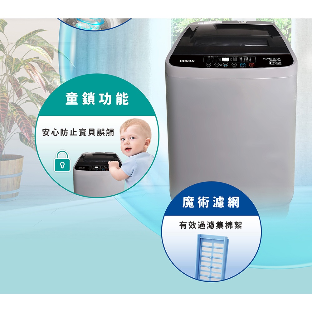 HERAN 7.5KG Fully Automatic Upright Washing Machine HWM-0791, , large
