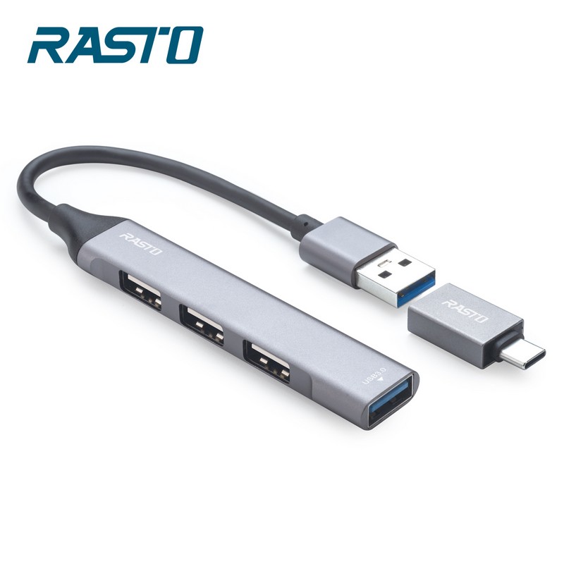 RASTO RH7 USB 3.0鋁合金四孔HUB集線器, , large