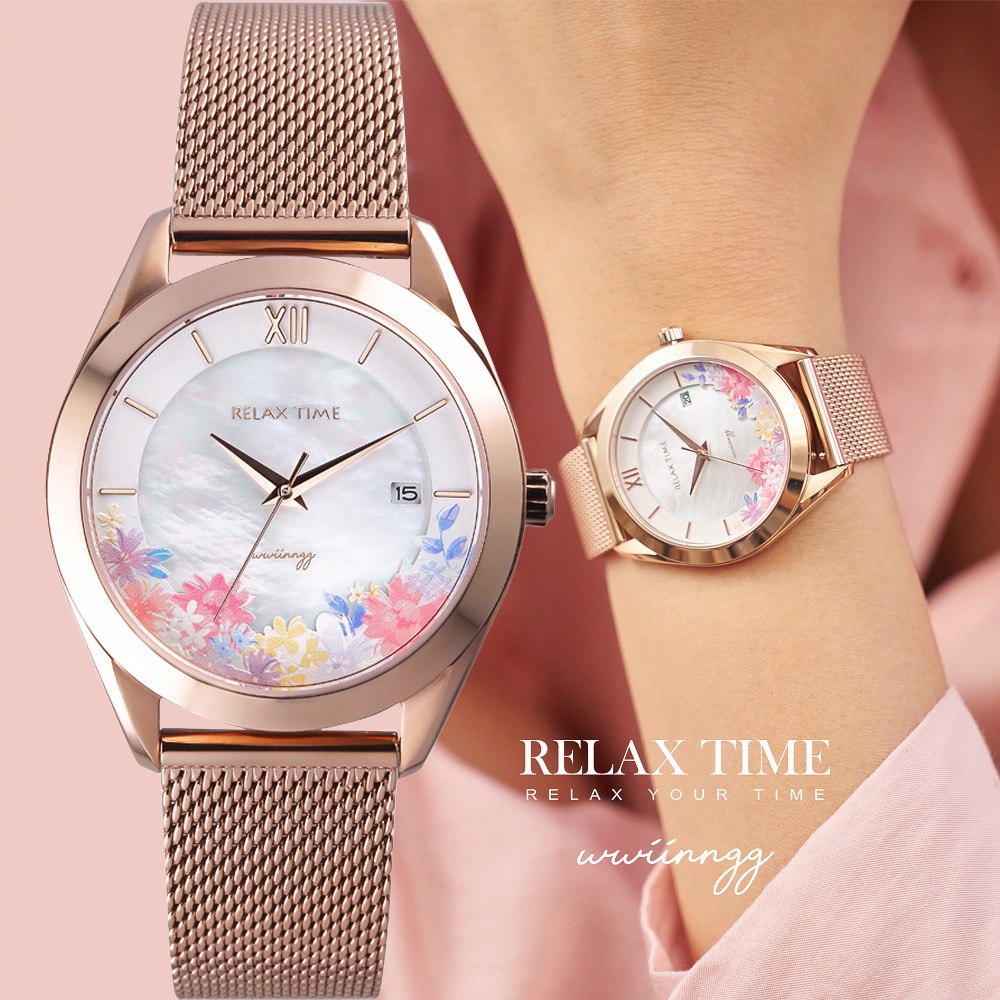Relax Time wwiinngg 插畫家聯名花卉女錶-晨曦琉璃/36mm RT-106-01, , large