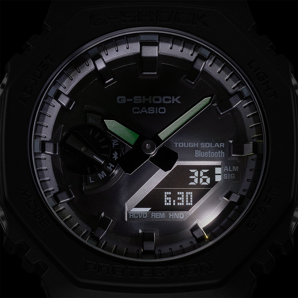 CASIO 卡西歐 G-SHOCK 極簡八角 太陽能電力智慧藍牙手錶 GA-B2100-1A1, , large