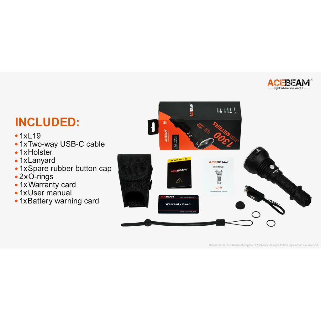 【電筒王】ACEBEAM L19 最高1520米射程 2200流明 強光遠射LED手電筒 不鏽鋼攻擊頭 防水, , large
