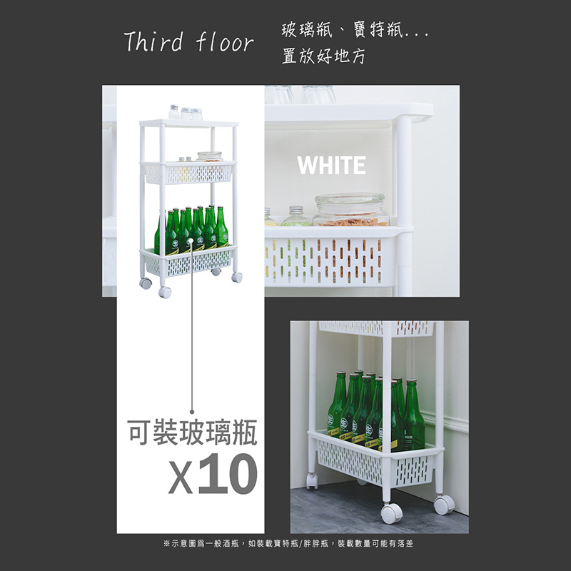 【Y HOUSE】日系簡約隙縫三層推車(含輪)收納籃 小物收納 隙縫 推車 塑膠籃, , large