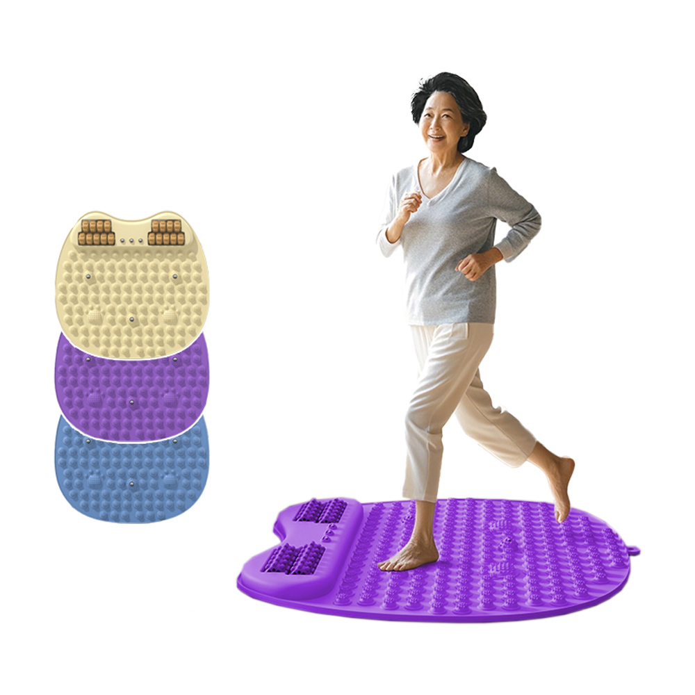 Upgraded jogging mat with wheels, 50x50cm/yellow, , large
