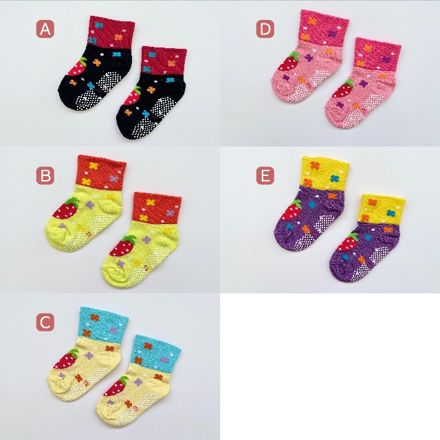 [Kaimei Cotton Industry] 10 pairs set, random and excellent, MIT made in Taiwan, pure cotton anti-slip children's socks (toddler version 1-3 years old) - Strawberry Baby Style, , large