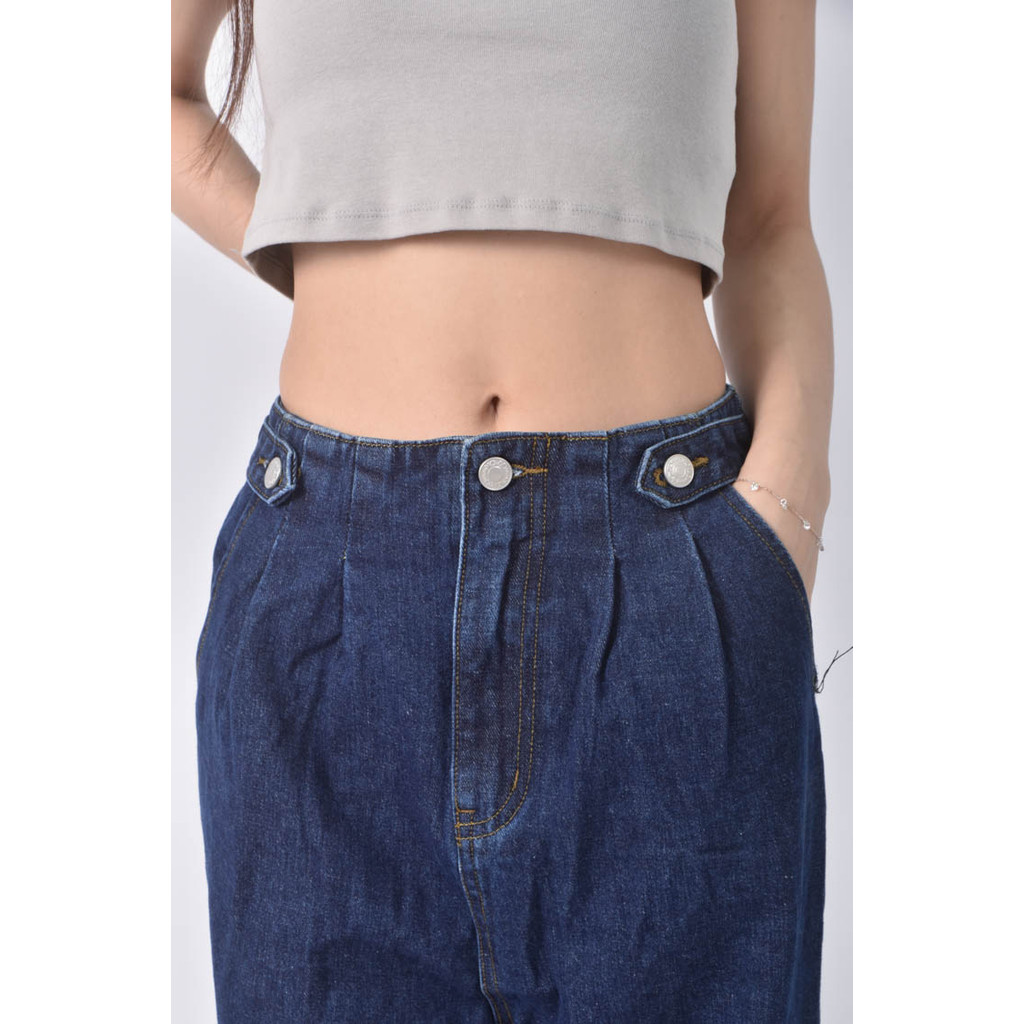 (2XL) mo bo高腰丹寧牛仔寬鬆藍色長褲二手衣, , large