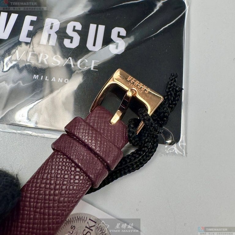 [星晴錶業]VERSUS VERSACE手錶,36mm,VV00375酒紅色錶面玫瑰金錶殼酒紅色真皮皮革錶帶款, , large