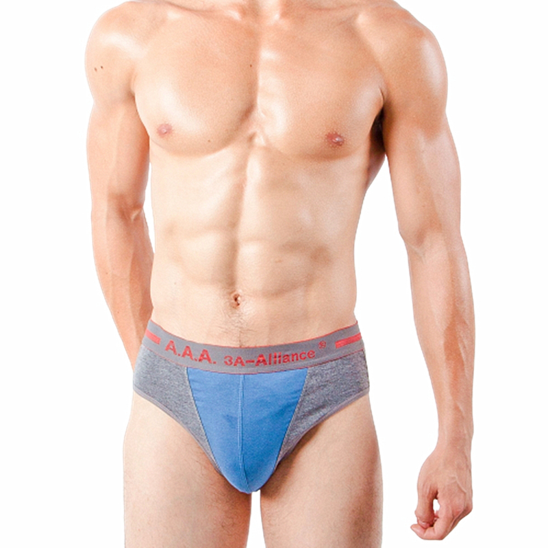 Men's Underpants, 水藍+麻花灰色, large
