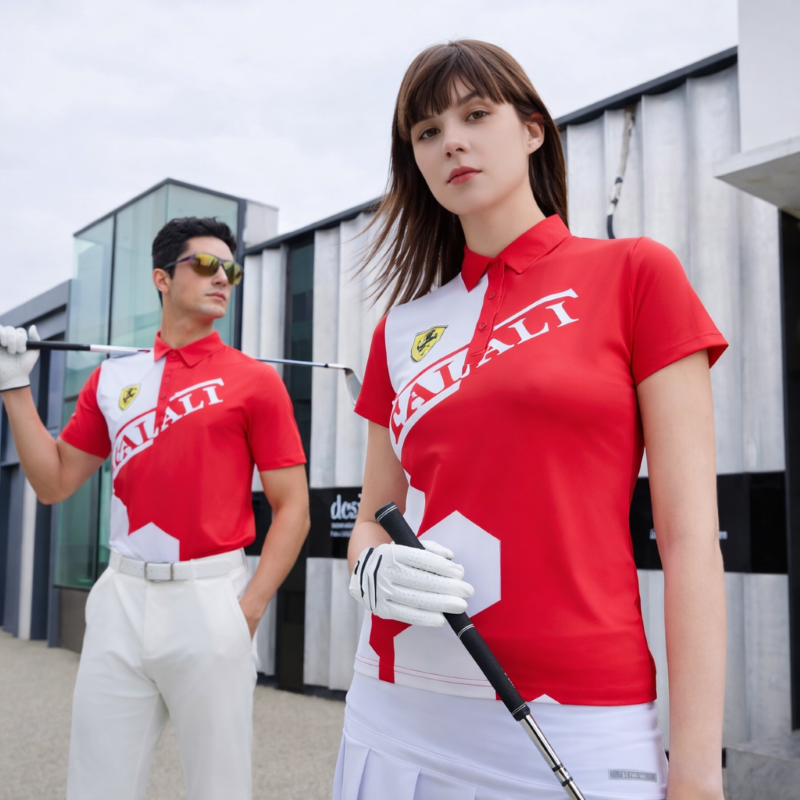 【FALALI】Short-sleeved cooling polo shirt - Women's (red/white) XL, , large