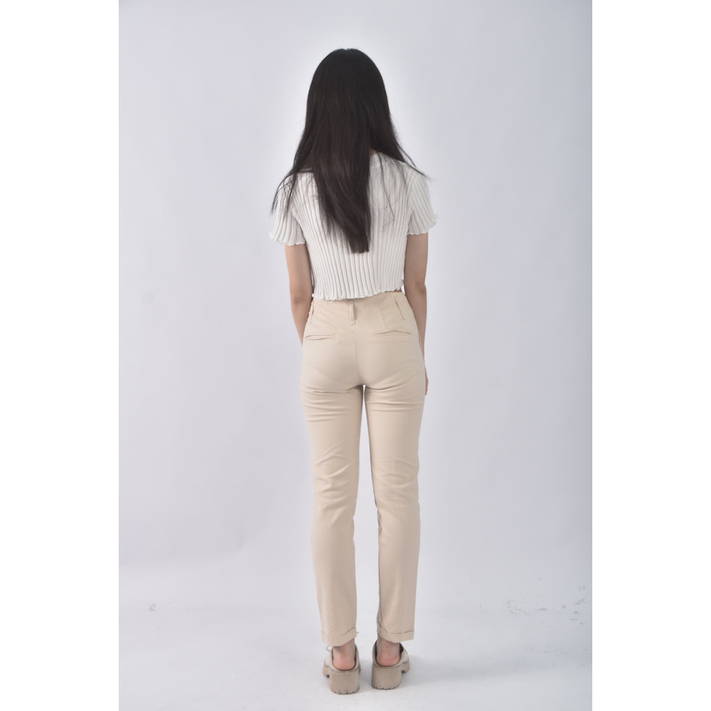 (M) zara反折杏色長褲二手衣, , large
