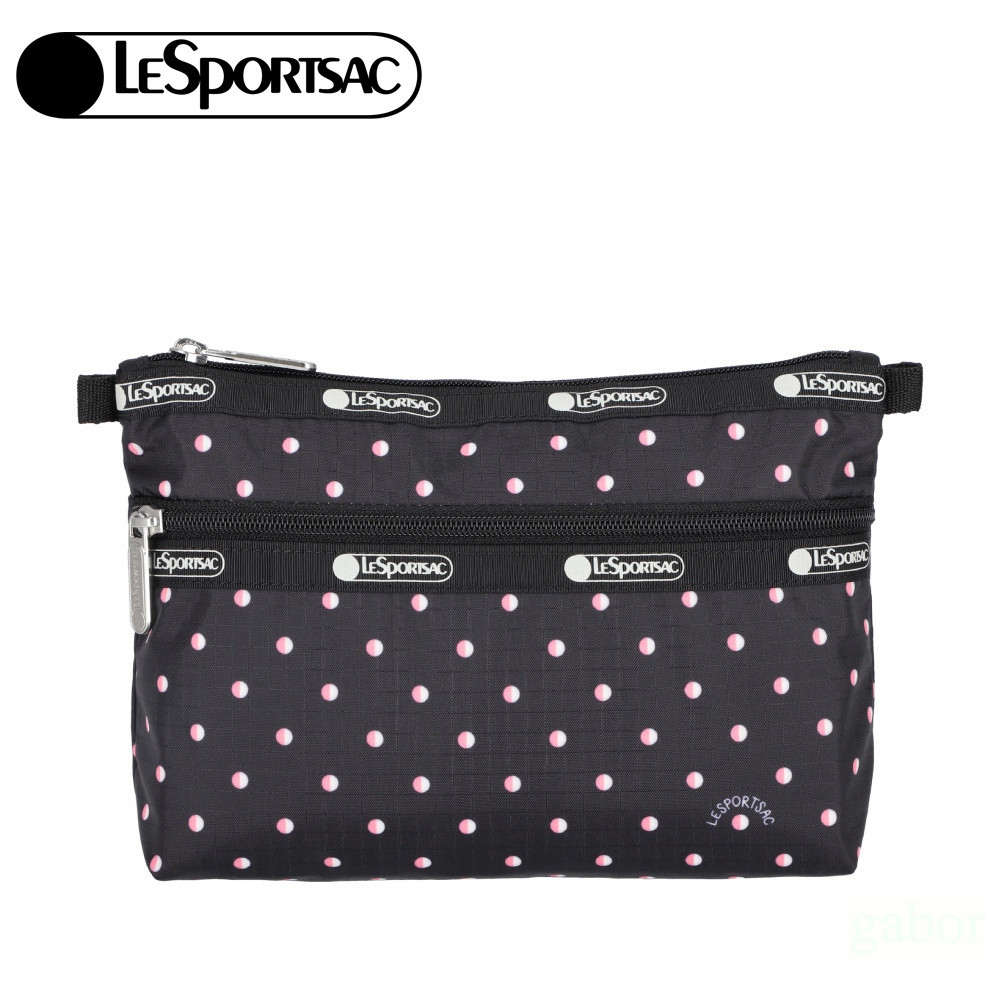 LeSportsac Cosmetic Clutch 雙層拉鍊收納化妝包 送禮-粉色點滴, , large