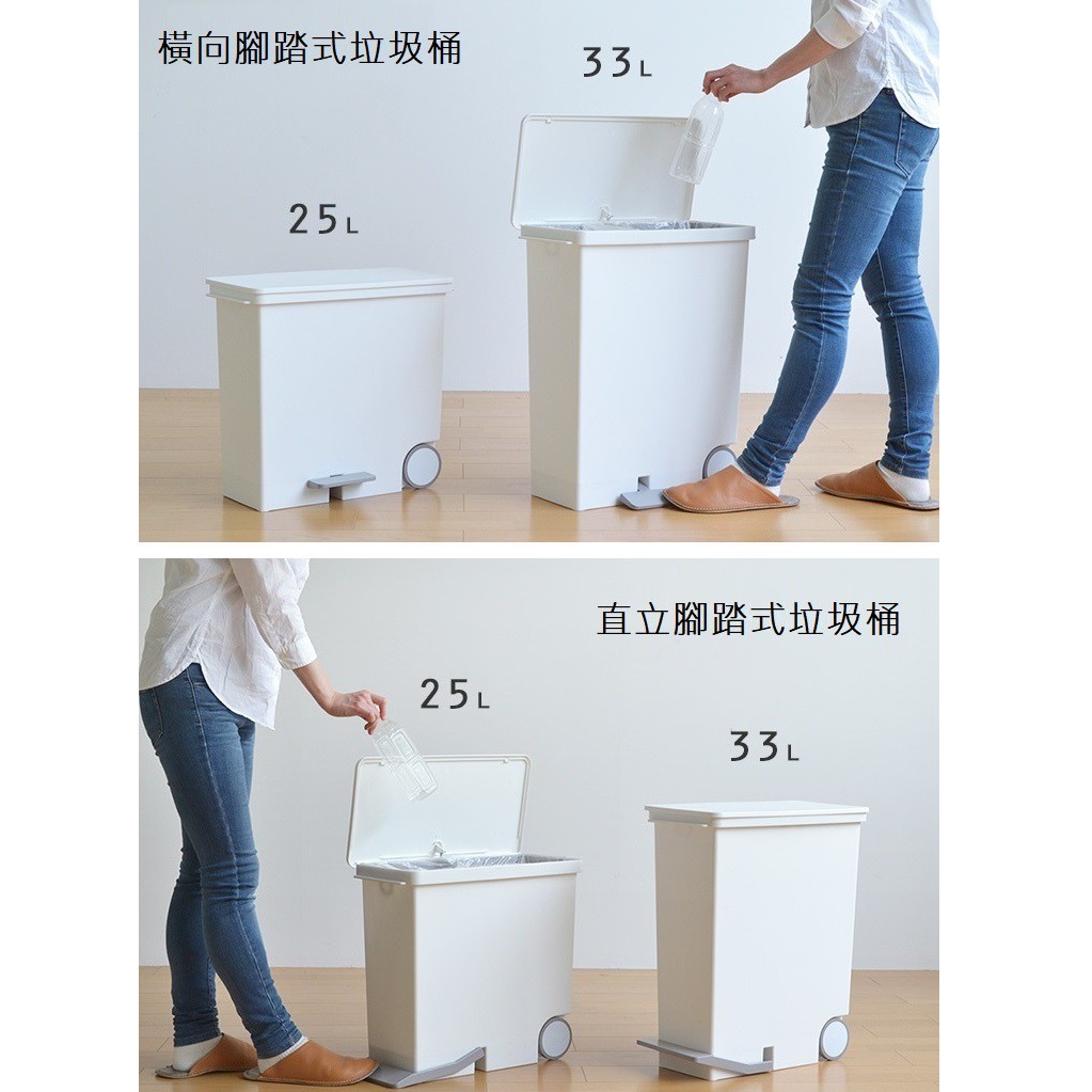 日本Like-it｜直立式分類垃圾桶 33L-純白色 廚房 臥室 客廳 踩踏垃圾桶 分類垃圾桶 日本製造, , large