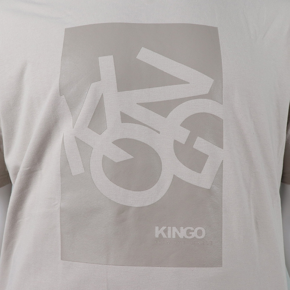 KINGO-大尺碼-男款 圓領T恤-灰卡其-413115, , large