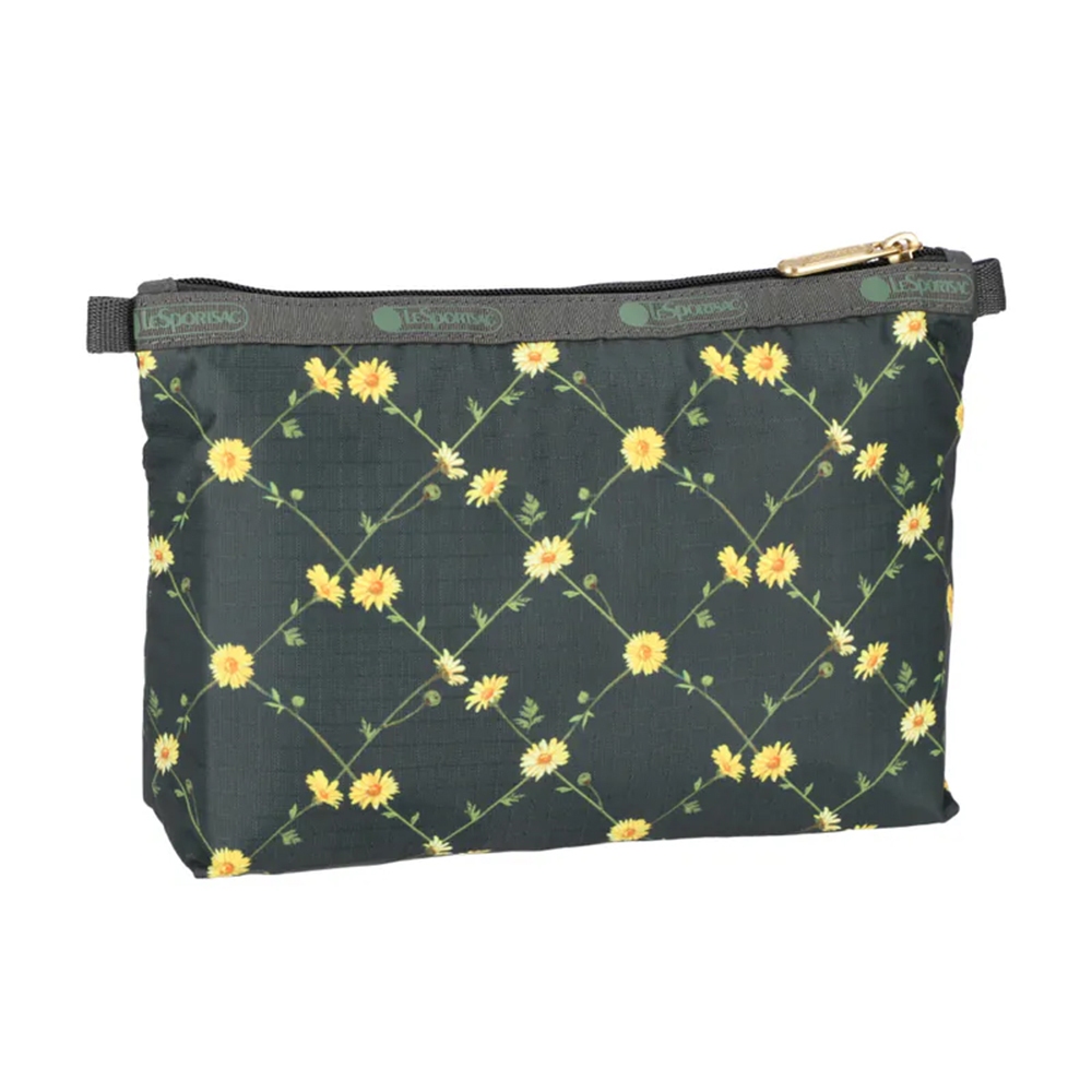 |快速出貨|Lesportsac Cosmetic Clutch 雙層拉鍊收納化妝包 送禮-綠野雛菊, , large