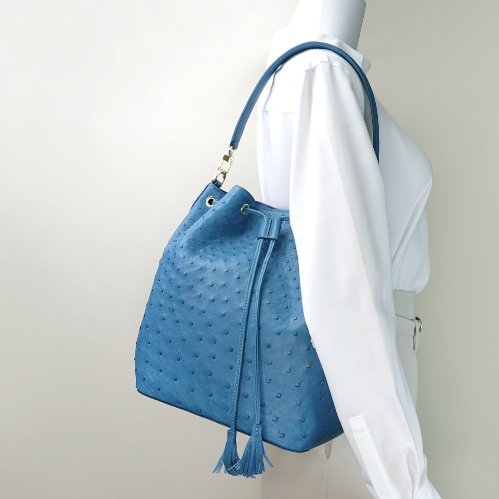 【M2nd】Ostrich bucket bag, , large