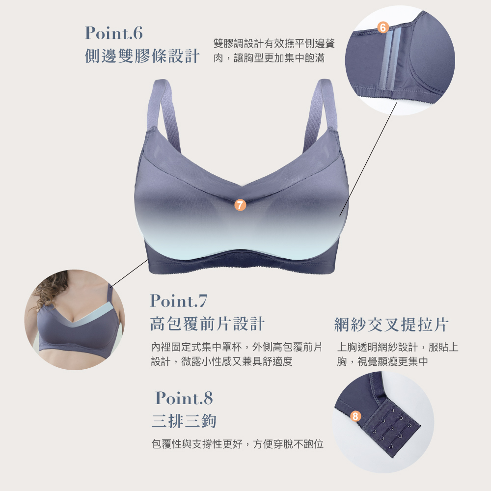 【可蘭霓Clany】慵懶自在 涼感包覆無鋼圈S-Q內衣 岩頁灰 6999-62, , large