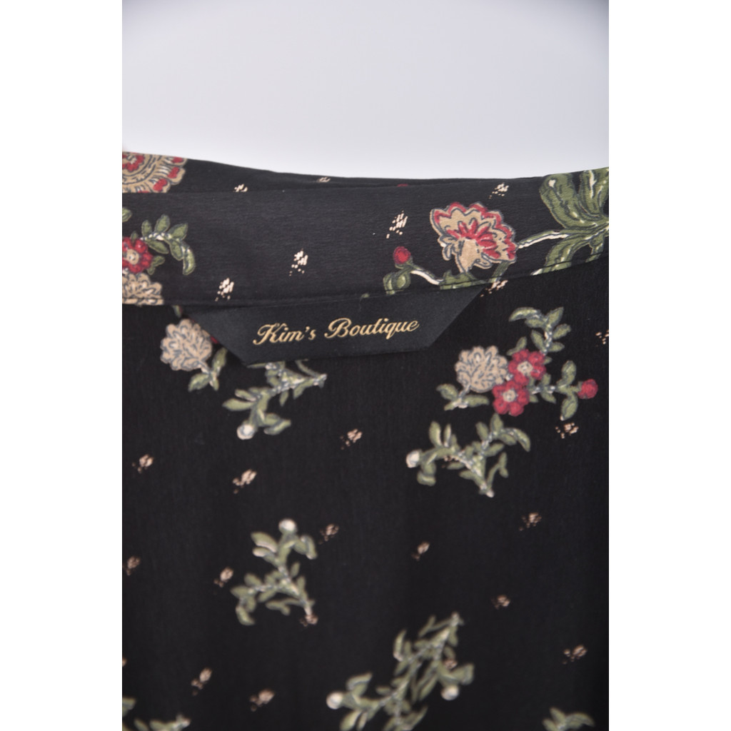 (S) kim s boutique質感碎花假兩件黑色洋裝二手衣, , large