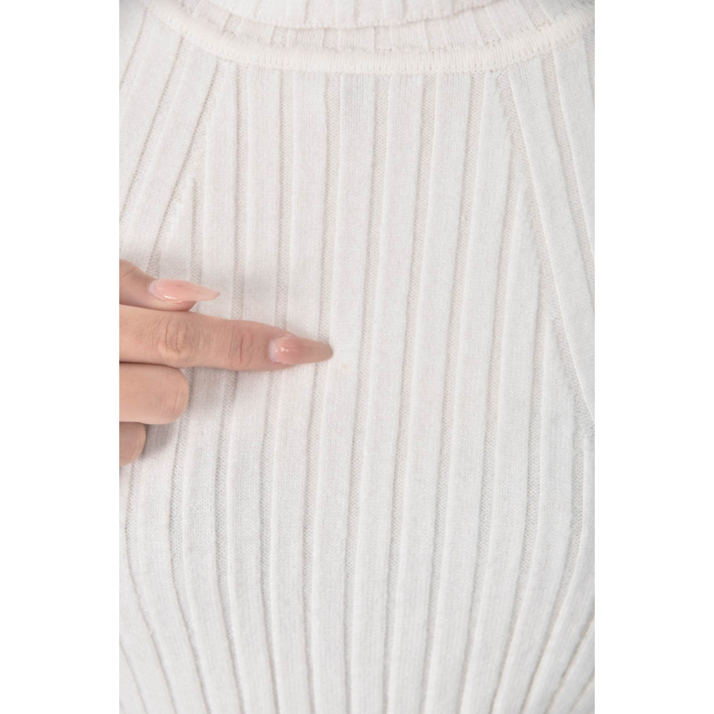 (S) 高領羅紋白色長袖上衣二手衣, , large