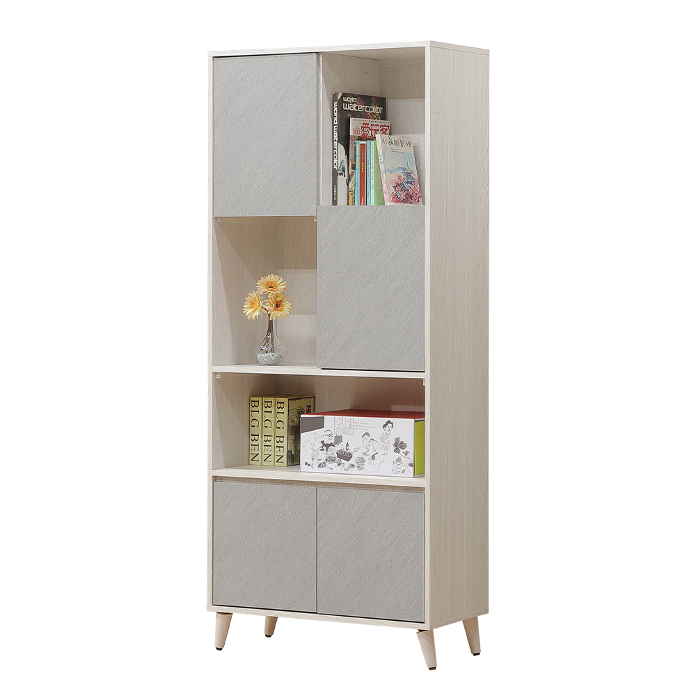 【唯熙傢俱】斯月橡木白2.6尺書櫃