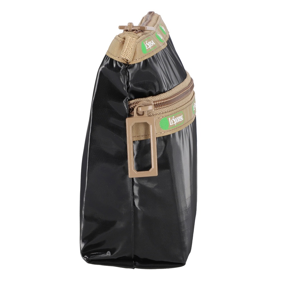 |快速出貨|Lesportsac COSMETIC CLUTCH 雙層拉鍊化妝包-黑X卡其, , large