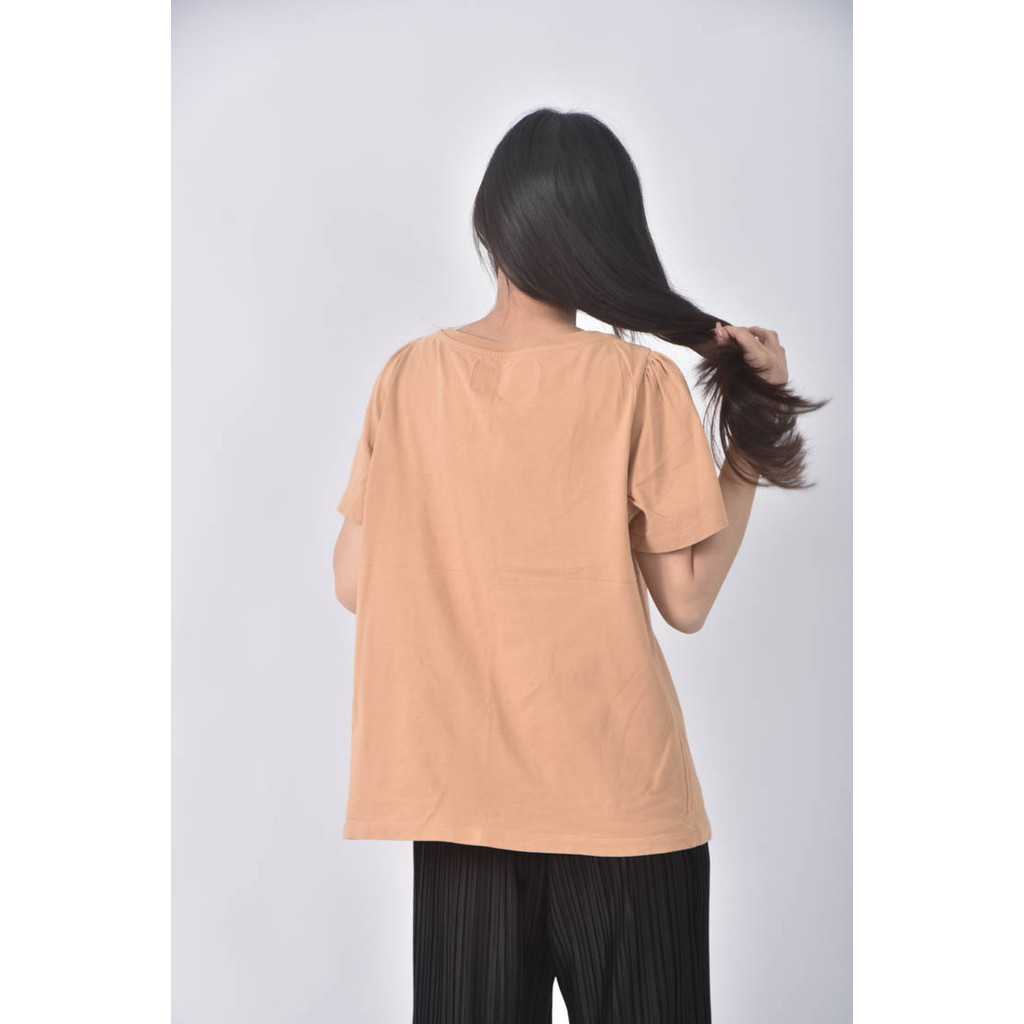 (L) united colors of benetton刷痕橘色短袖上衣二手衣, , large