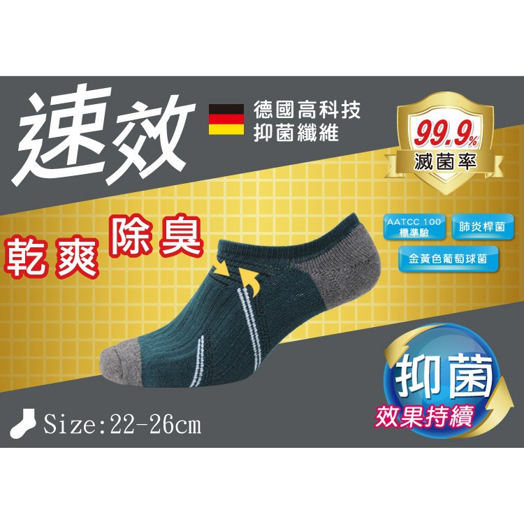 【D&G】速效機能男女適用低口毛巾底襪<藍綠,22-26cm>D423 襪子 抑菌消臭, , large