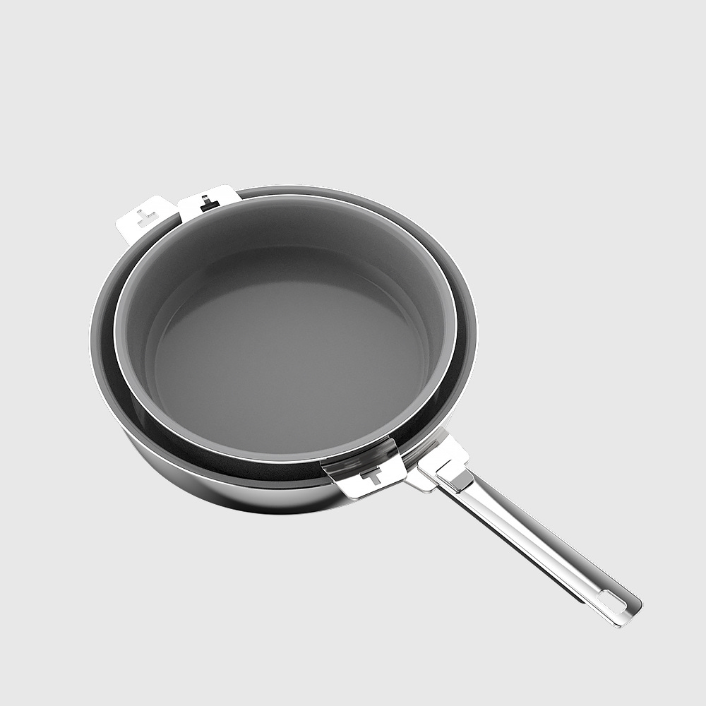 THANKFUL Chef's Good Pot Series - 24cm + 28cm Ceramic Frying Pan Set (includes 1 detachable handle)