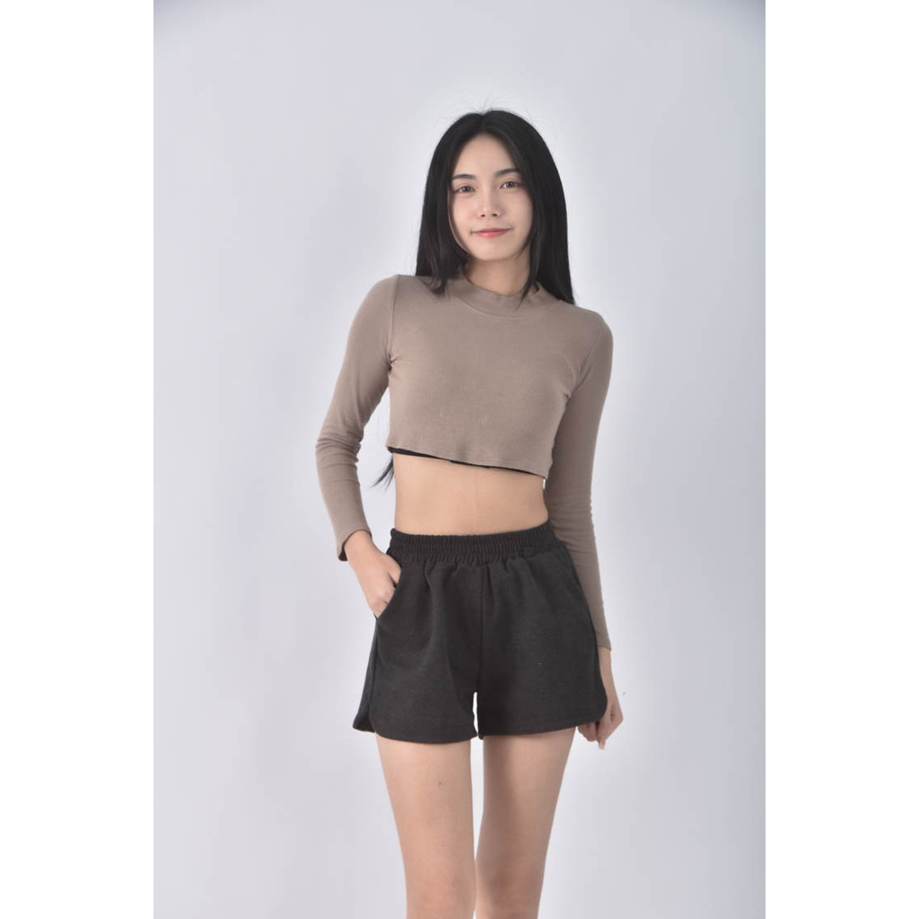 (XL) 高腰運動素面灰色短褲二手衣