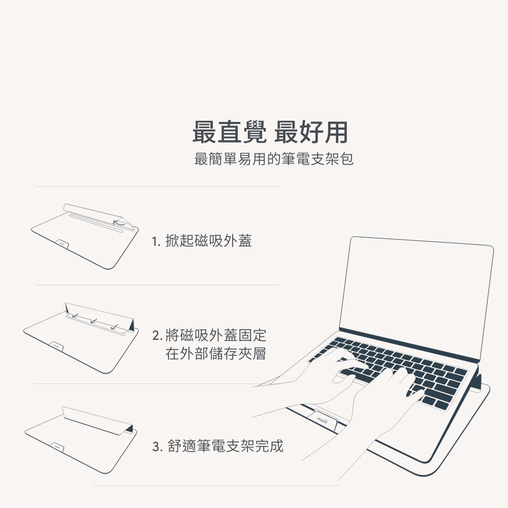 Moshi Muse 14吋 三合一多功能筆電支架包-玫瑰粉, , large