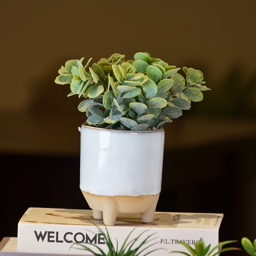 CERAMIC POT WITH ARTIFICIAL PLANT, , large