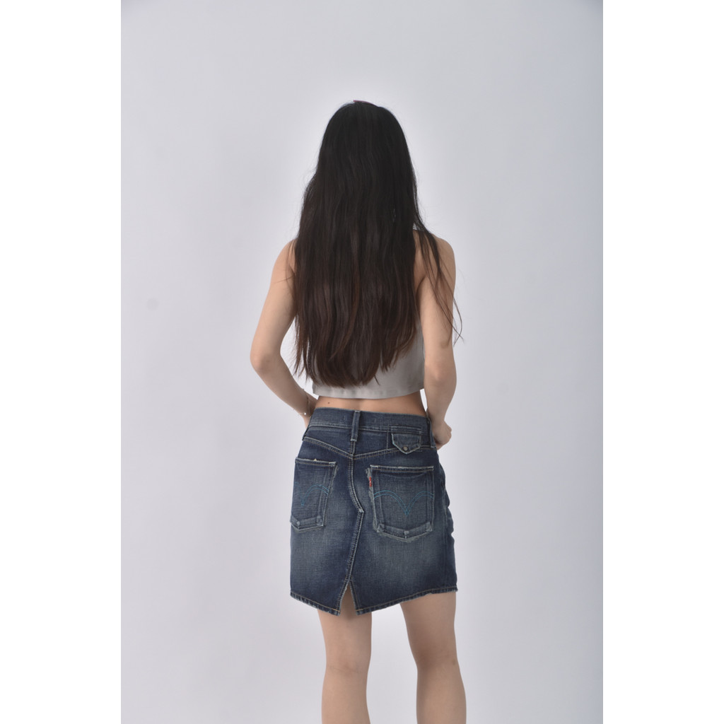 (XL) levis丹寧牛仔棉質藍色短裙二手衣, , large