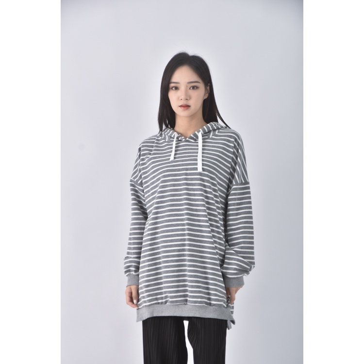 (F) dailo質感棉質純棉連帽灰色長袖上衣二手衣