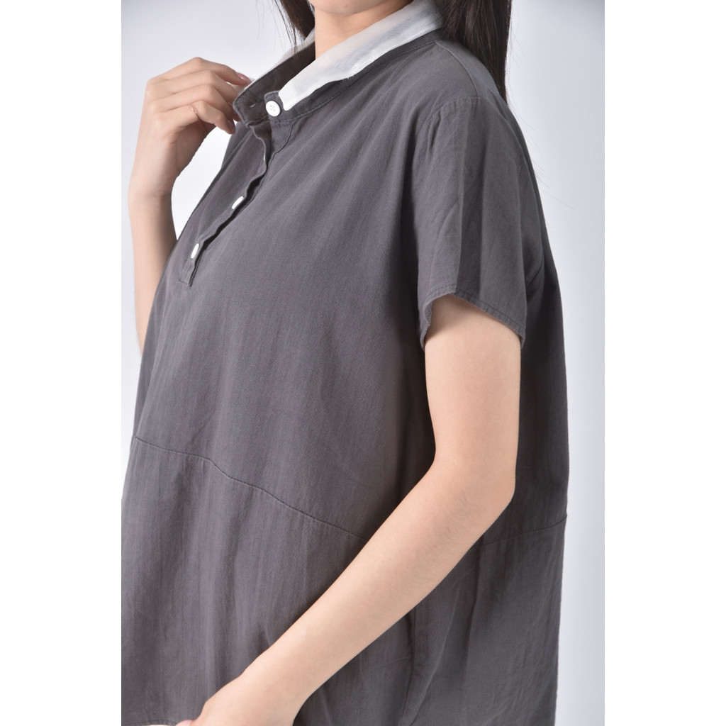 (XL) oys排扣灰色短袖上衣二手衣, , large