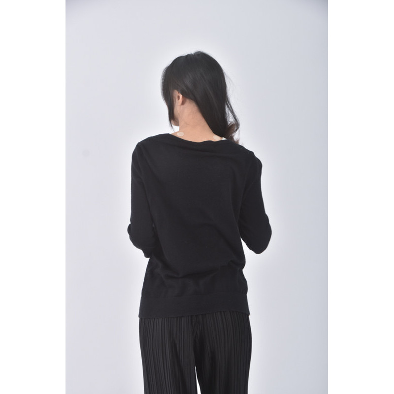 (S) forever21質感針織棉質V領黑色外套二手衣, , large