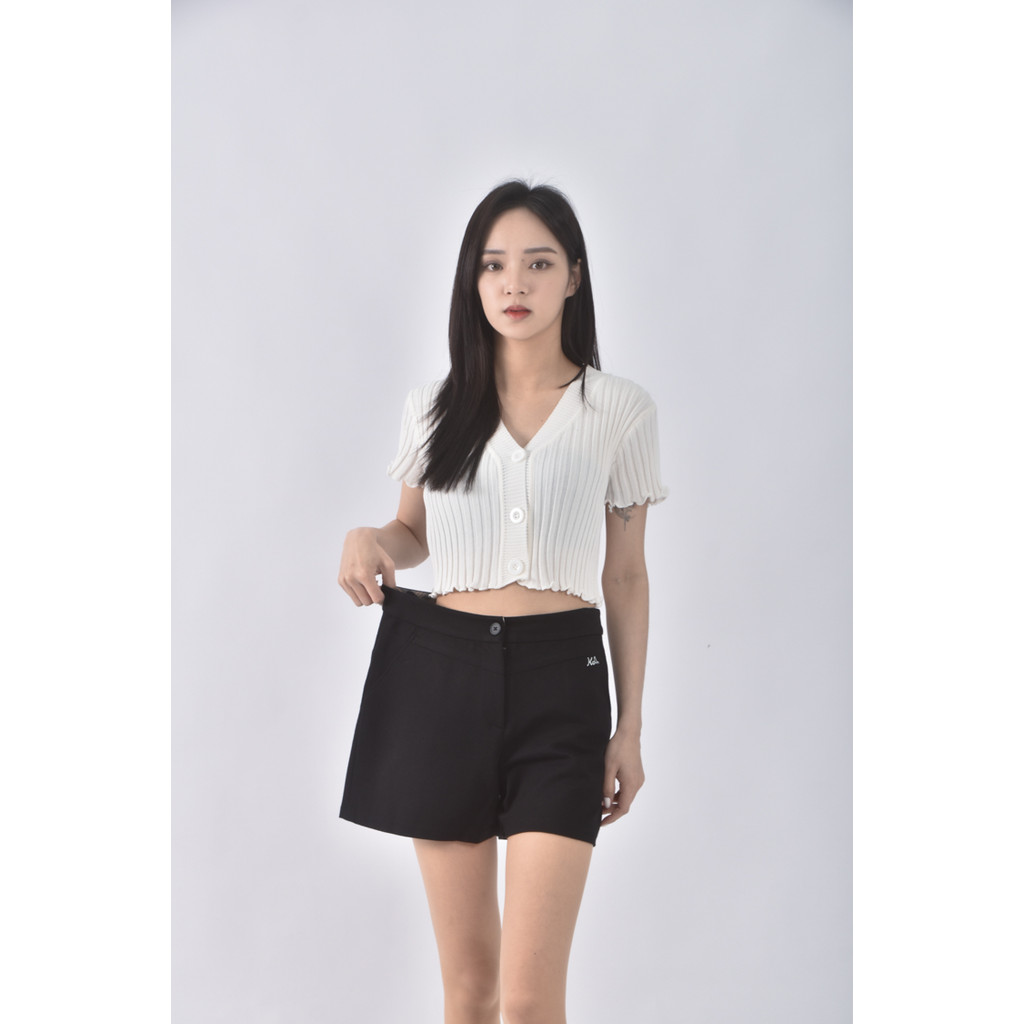 (M) kinloch anderson高腰質感格紋黑色短褲二手衣, , large