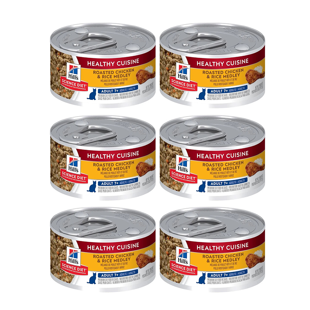 【Hills 希爾思】成貓7歲以上香烤雞肉燴米飯健康美饌主食罐 79gX6罐/盒(10446), , large