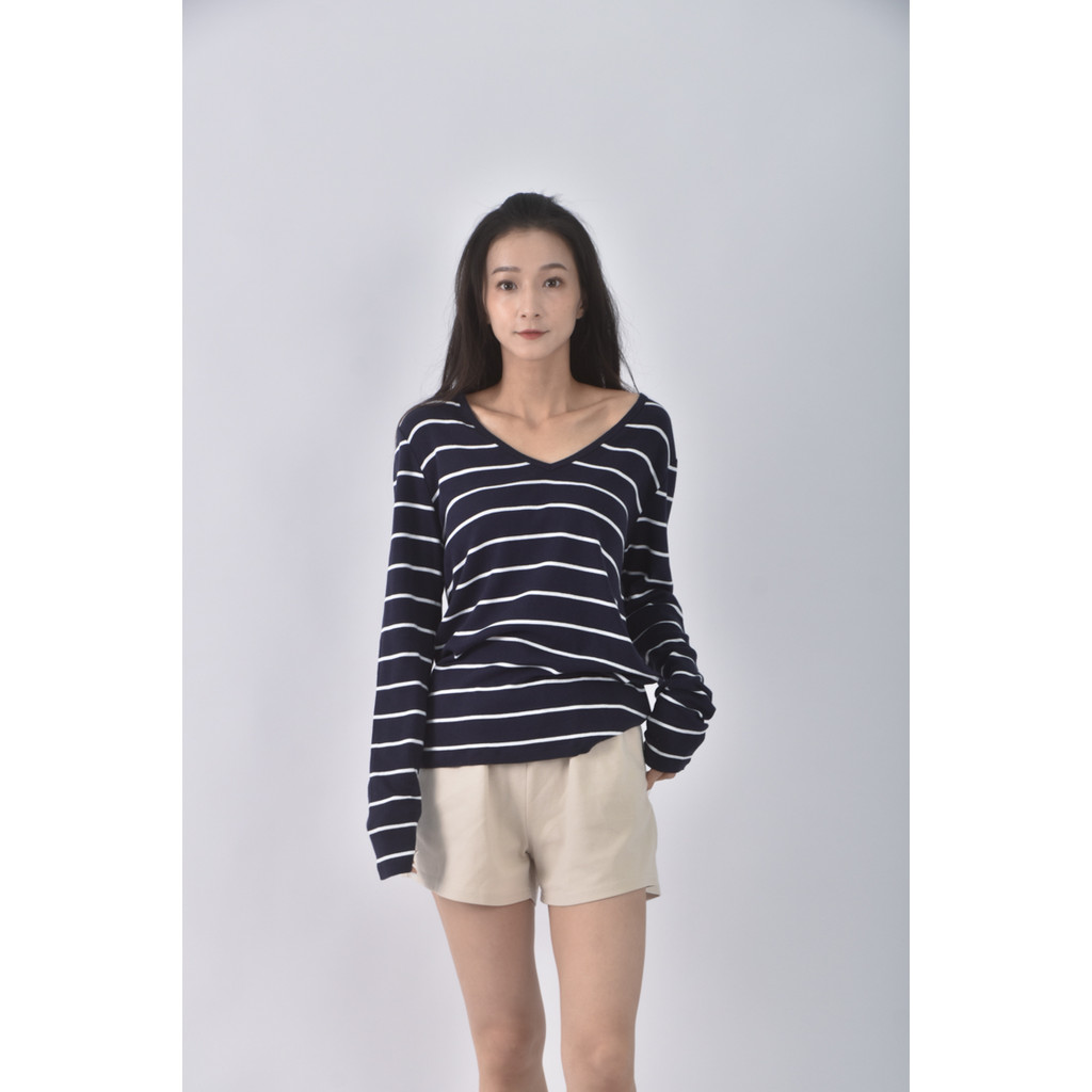 (XL) gap棉質條紋藍色長袖上衣二手衣