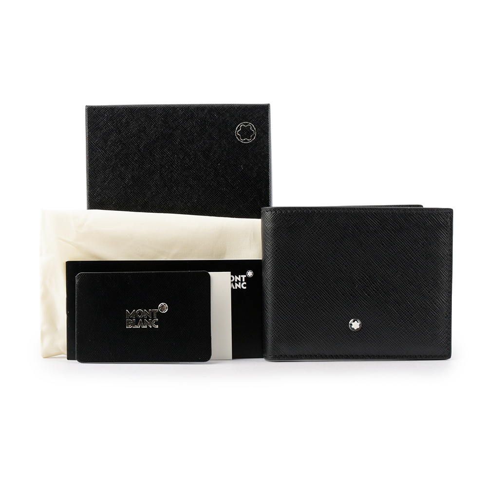 Montblanc 萬寶龍 匠心系列防刮牛皮對開6卡短夾/黑色, , large