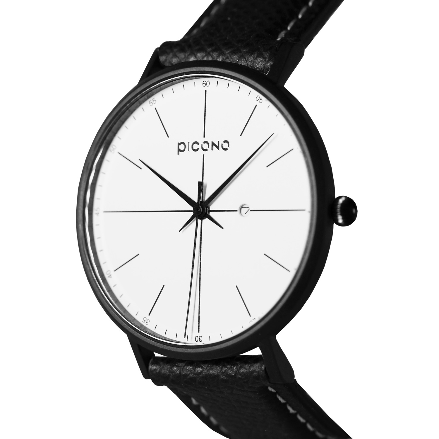 【PICONO】Siempre minimalist black and white leather strap couple watch-Black&White / SI-11201, , large