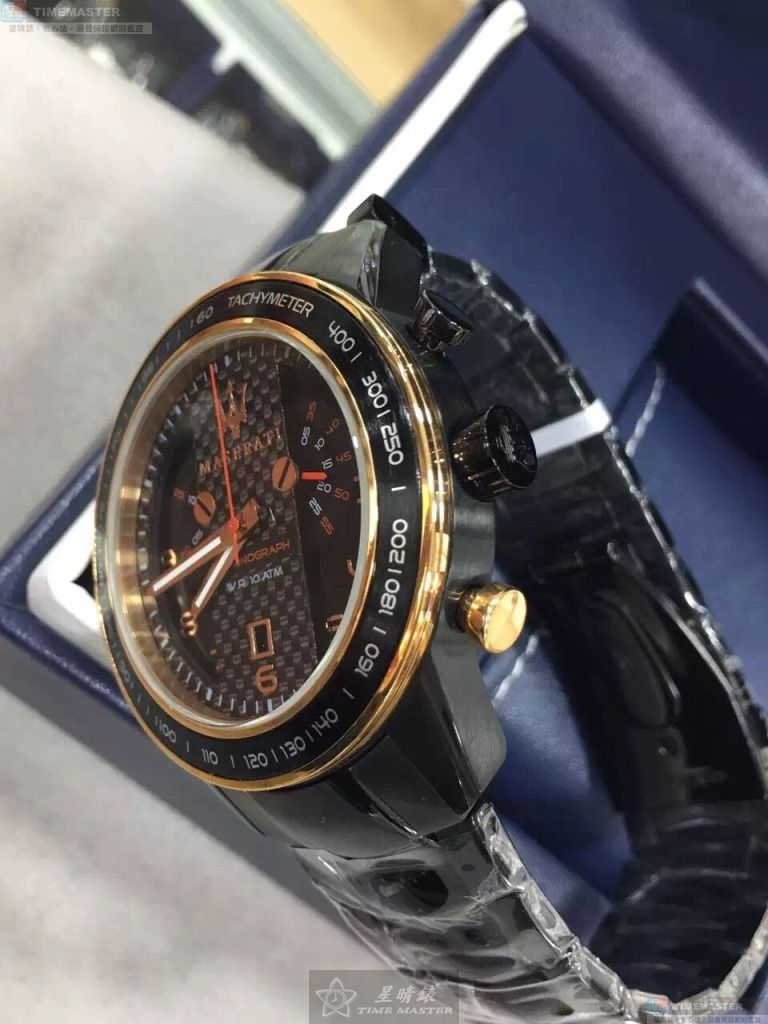 [星晴錶業]MASERATI手錶,46mm,R8873610002黑玫瑰金色錶面黑錶殼深黑色精鋼錶帶款, , large