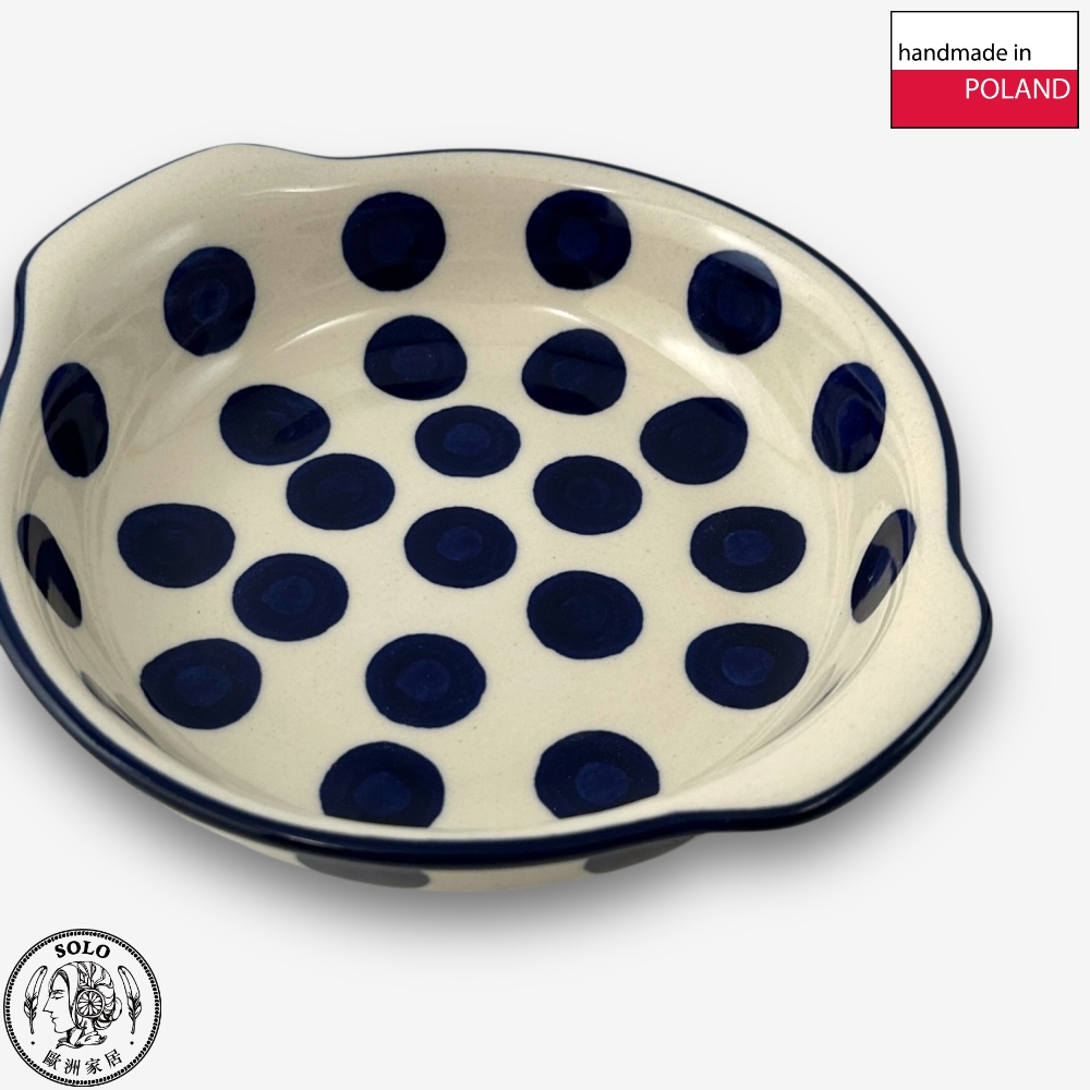 【SOLO Vintage】CA Polish Pottery 18.5cm Baking Dish Jade Water Droplets Series Made in Poland, , large