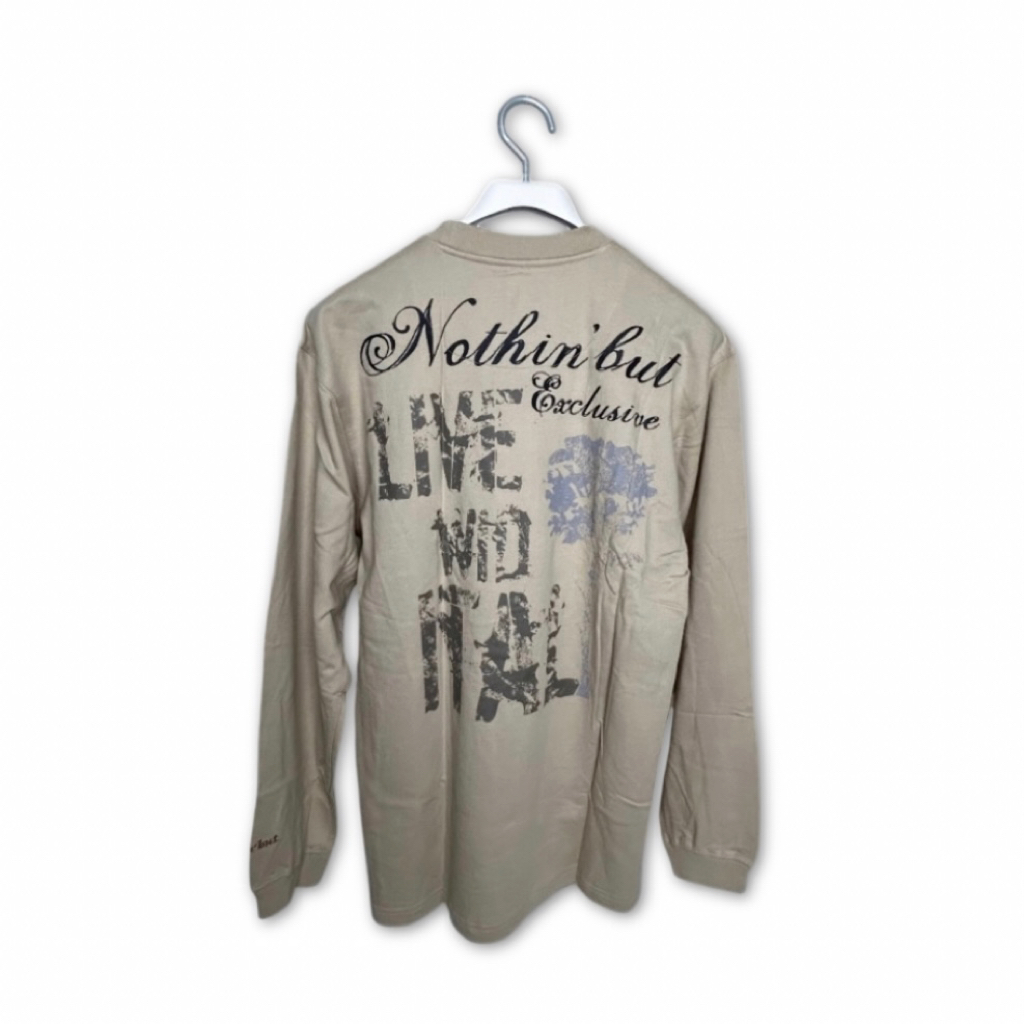 NTB distressed long-sleeved thin sweatshirt/grey greenNTB仿舊長袖薄衛衣/灰綠色, , large