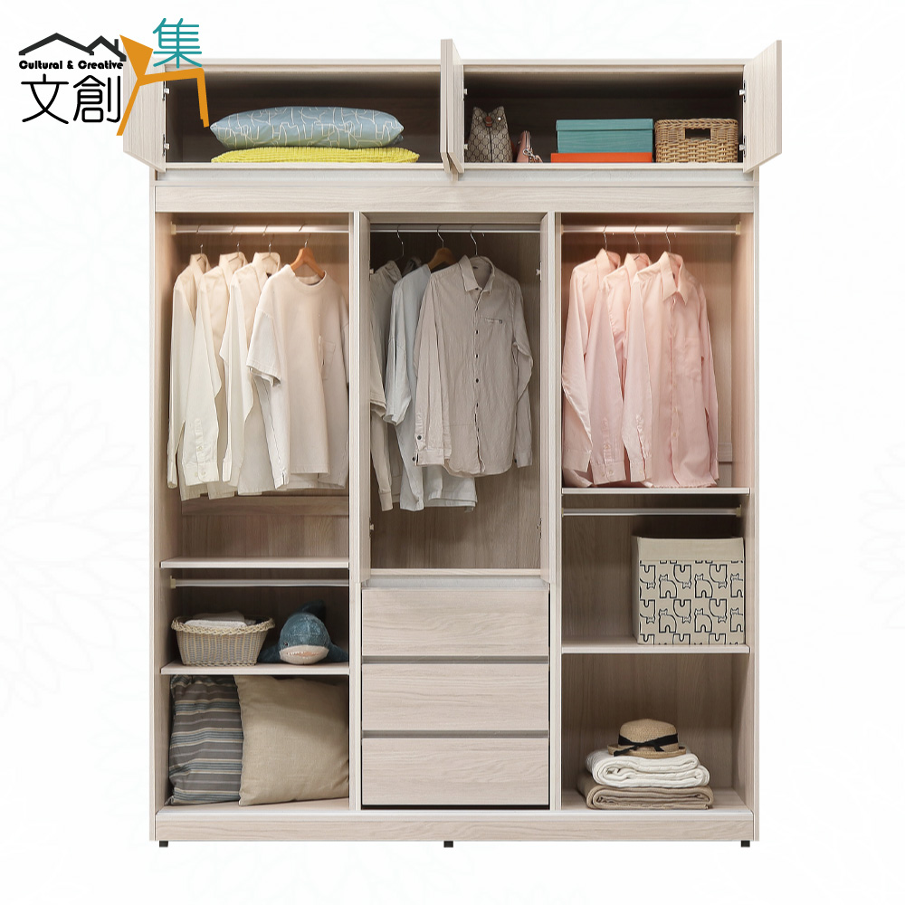 【文創集】希望6.1尺開＆推門加高衣櫃組合(客約商品), , large