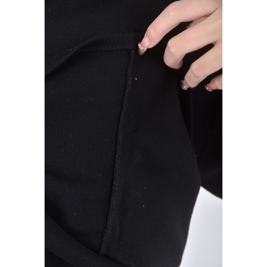 (XL) 質感高領刺繡黑色長袖上衣二手衣, , large