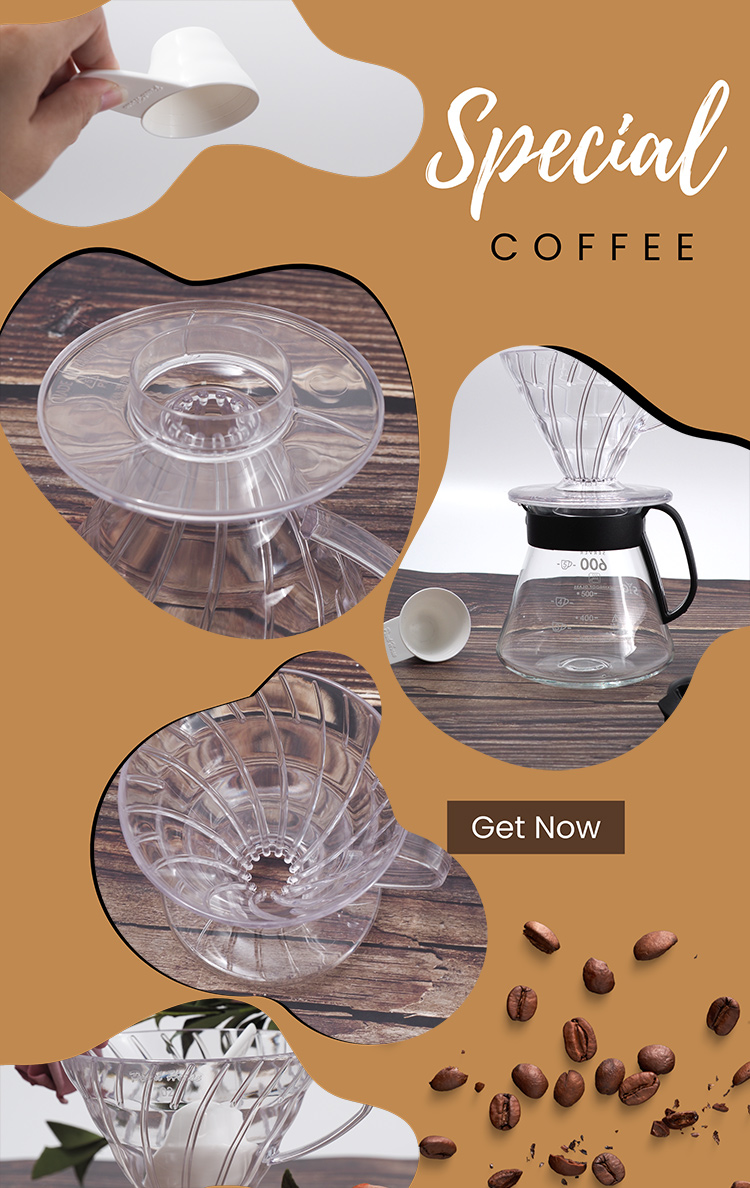 寶馬牌PP錐形咖啡濾器-1~4人用+咖啡壺-600ml-塑膠手把-1組, , large