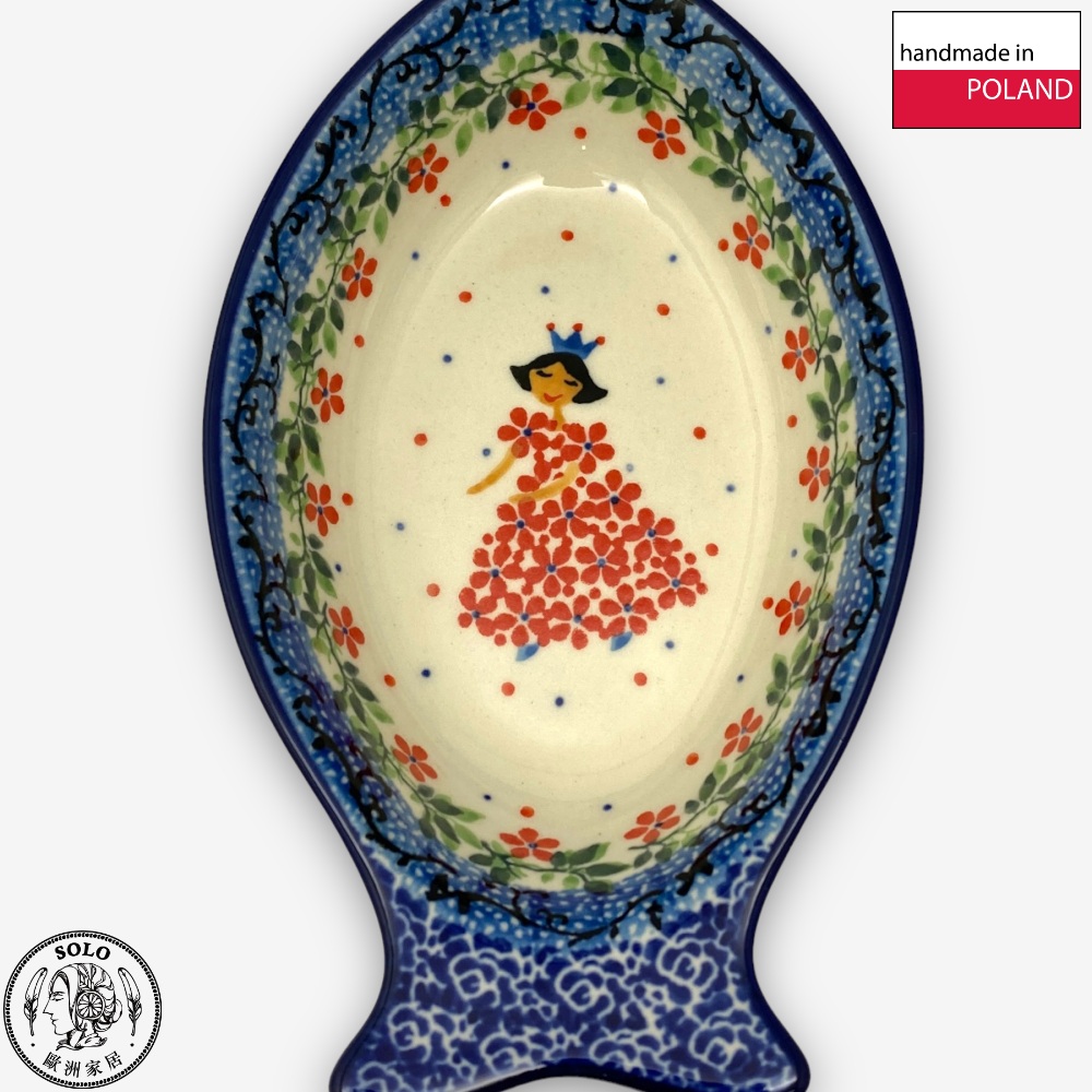 【SOLO Vintage】CA Polish Pottery 16cm Fish Bowl Sauce Plate Jewelry Plate Chopstick Rack Red Princess Series, , large