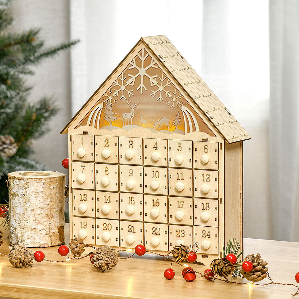 倒數月曆 聖誕木屋 降臨曆 聖誕禮物 advent calender 聖誕節 禮盒 禮物 倒數曆 空盒, , large